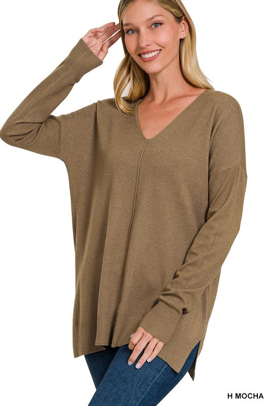 Garment Dyed Front Seam Sweater, Various