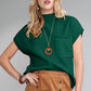 Green Patch Pocket Ribbed Knit Sweater