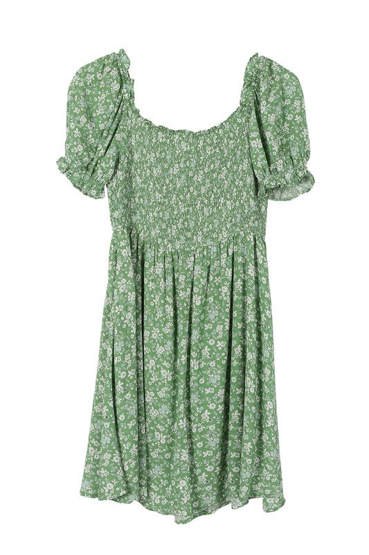 Smocked Green Dress
