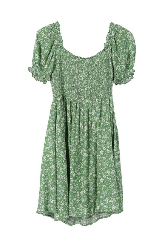 Smocked Green Dress
