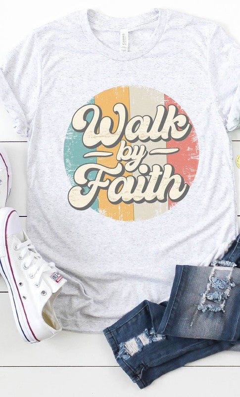 Walk By Faith Vintage Retro Graphic Tee
