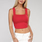 Cotton Square Neck Cropped Cami Top, Various