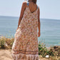 Floral Border Printed V-Neck Sleeveless Maxi Dress
