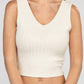 Ribbed Scoop Neck Cropped Sleeveless Top, Various