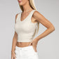 Ribbed Scoop Neck Cropped Sleeveless Top, Various