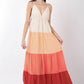 Color Block Tiered Maxi Cami Dress