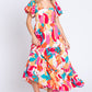 Printed Smocked Back Tiered Maxi Dress