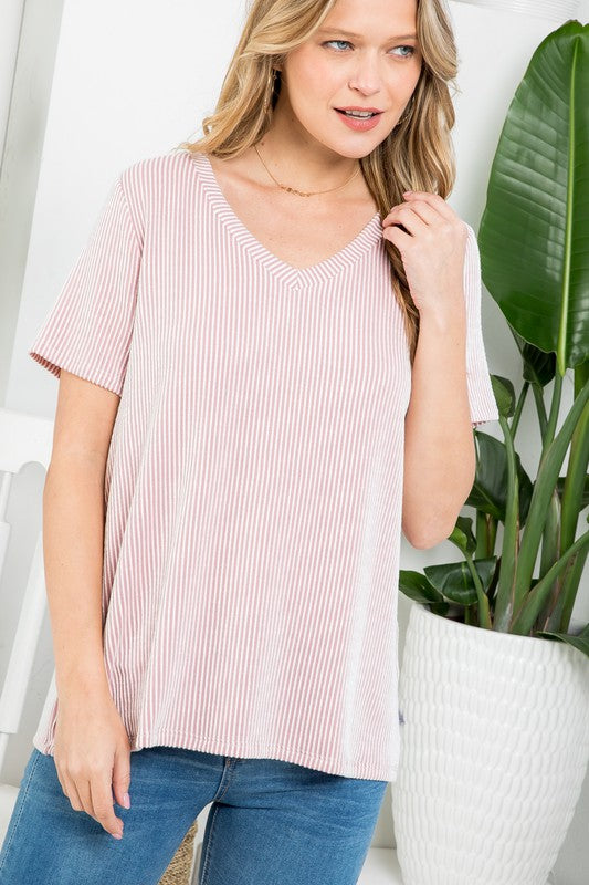 Curvy Rib Stripe Top