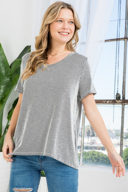 Curvy Rib Stripe Top