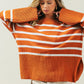 Ribbed Hem Stripe Sweater, Various Colors