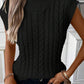 Black Ribbed Trim High Neck Knit Sweater Vest