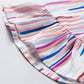 White Water Color Stripe Ruffle Half Sleeve Blouse