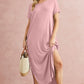 V Neck Hidden Pocket Splits Maxi T-shirt Dress