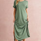 V Neck Hidden Pocket Splits Maxi T-shirt Dress