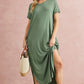 V Neck Hidden Pocket Splits Maxi T-shirt Dress