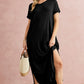 V Neck Hidden Pocket Splits Maxi T-shirt Dress