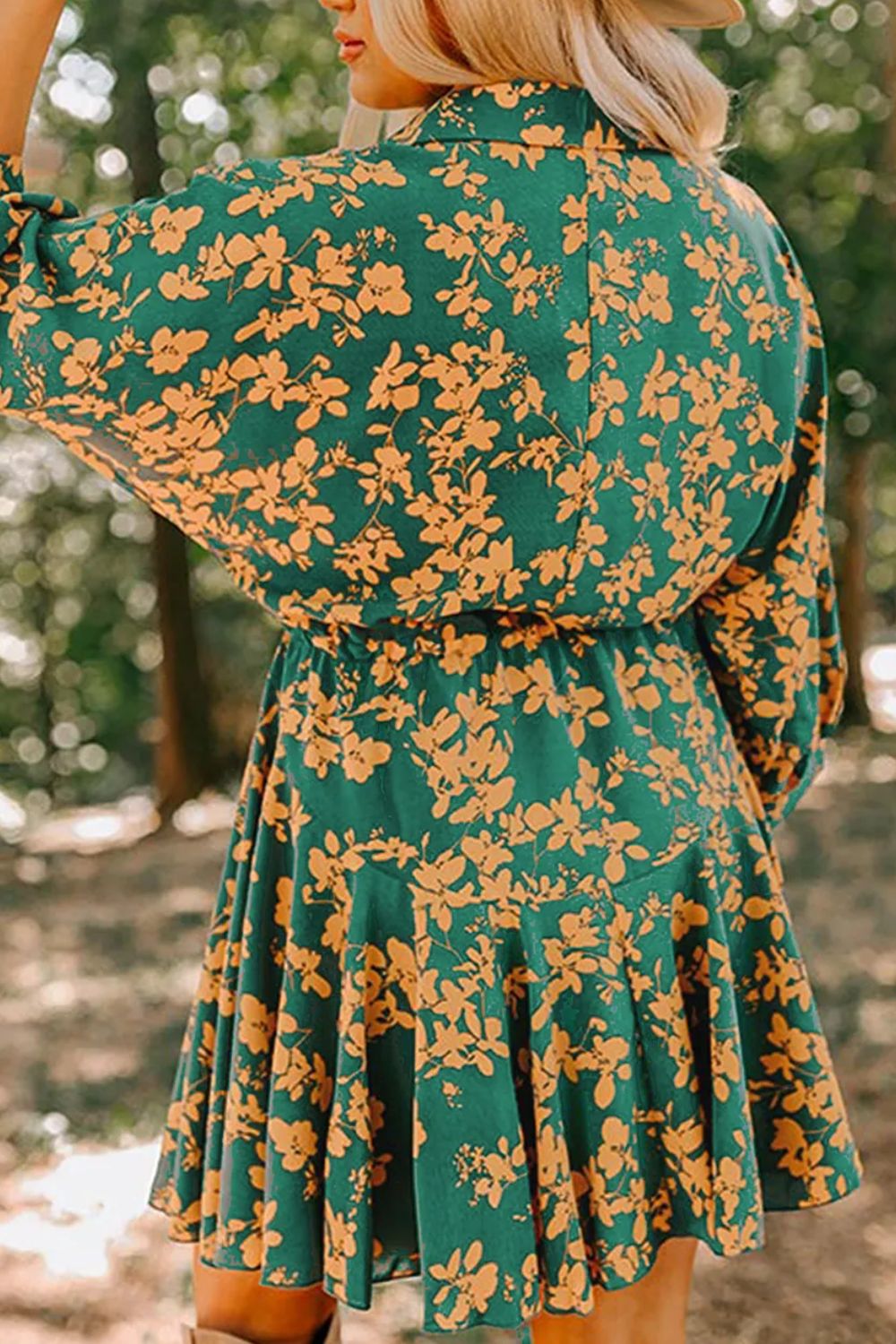 Printed Three-Quarter Sleeve Dress