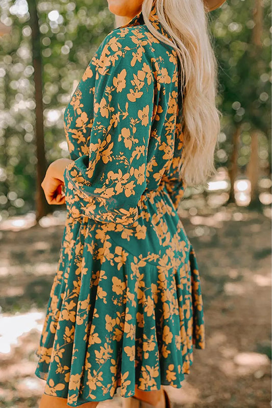 Printed Three-Quarter Sleeve Dress