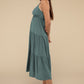 Woven Sweetheart Neckline Tiered Cami Midi Dress