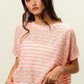 Braid Striped Short Sleeve Round Neck Top