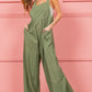 Ruched Wide Leg Overalls with Pockets