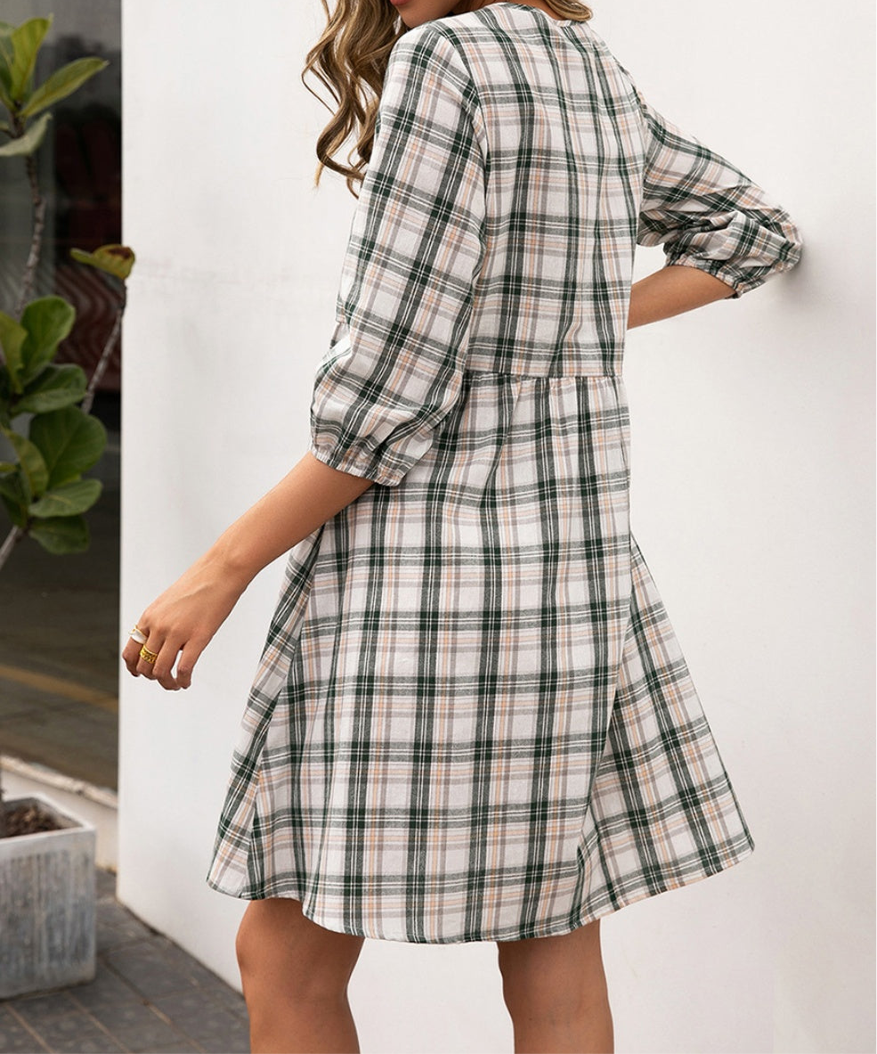 Plaid Round Neck Dress