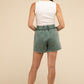 Zenana Acid Wash Fleece Drawstring Shorts with Pockets