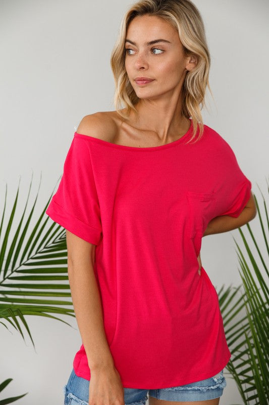 Curvy Solid One Shoulder Top