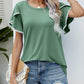 Pom-Pom Trim Flutter Sleeve Round Neck Top