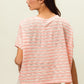 Braid Striped Short Sleeve Round Neck Top