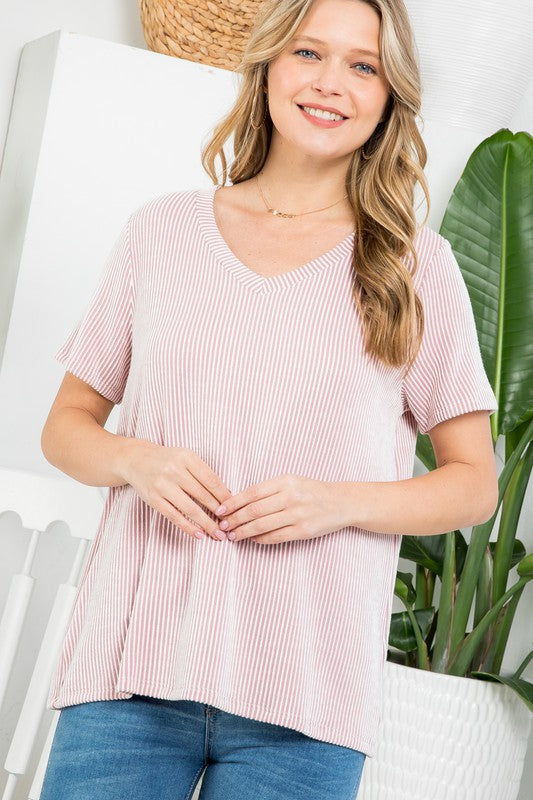 Curvy Rib Stripe Top