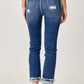 Risen High-Rise Frayed Cuffed Straight Jeans