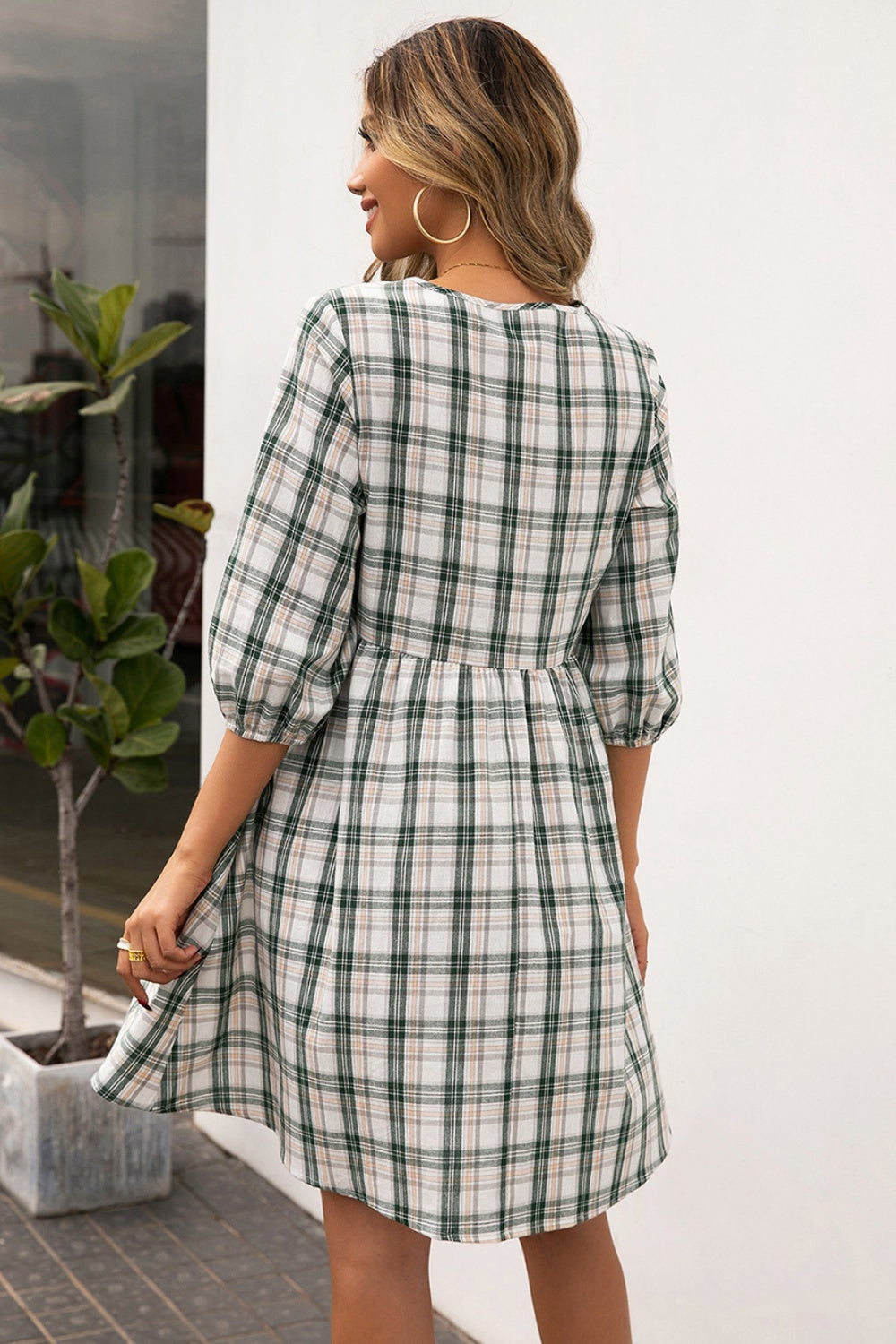 Plaid Round Neck Dress