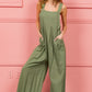 Ruched Wide Leg Overalls with Pockets